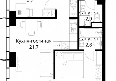 2-комнатная квартира - Волоколамское шоссе, 95/2 / ЖК Сити Бэй - фото 1
