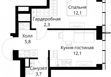 1-комнатная квартира - Волоколамское шоссе, 95/2 / ЖК Сити Бэй - фото 1
