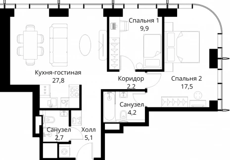 2-комнатная квартира - Волоколамское шоссе, 95/2 / ЖК Сити Бэй - фото 1