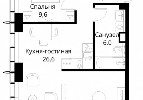 1-комнатная квартира - Волоколамское шоссе, 95/2 / ЖК Сити Бэй - фото 1