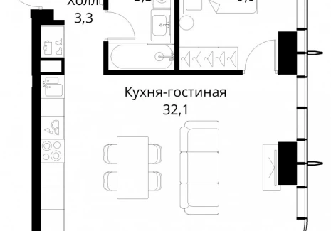 1-комнатная квартира - Волоколамское шоссе, 95/2 / ЖК Сити Бэй - фото 1