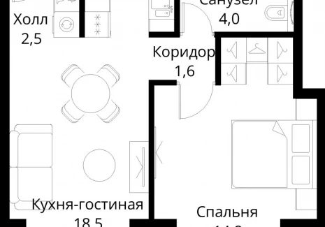 1-комнатная квартира - Волоколамское шоссе, 95/2 / ЖК Сити Бэй - фото 1