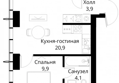 1-комнатная квартира - Волоколамское шоссе, 95/2 / ЖК Сити Бэй - фото 1
