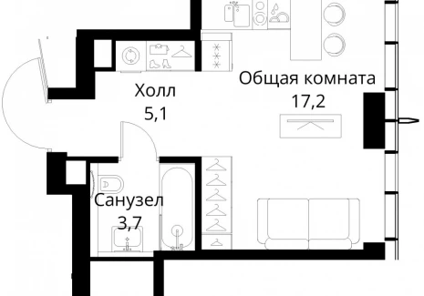 1-комнатная квартира - Волоколамское шоссе, 95/2 / ЖК Сити Бэй - фото 1