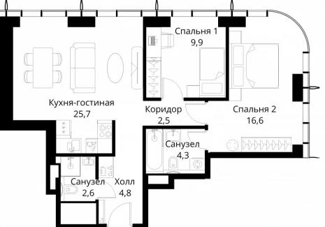 2-комнатная квартира - Волоколамское шоссе, 95/2 / ЖК Сити Бэй - фото 1