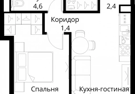 1-комнатная квартира - Волоколамское шоссе, 95/2 / ЖК Сити Бэй - фото 1