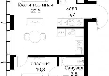 1-комнатная квартира - Волоколамское шоссе, 95/2 / ЖК Сити Бэй - фото 1