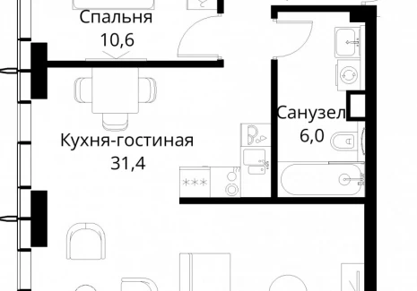 1-комнатная квартира - Волоколамское шоссе, 95/2 / ЖК Сити Бэй - фото 1