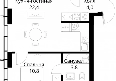 1-комнатная квартира - Волоколамское шоссе, 95/2 / ЖК Сити Бэй - фото 1