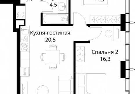 2-комнатная квартира - Волоколамское шоссе, 95/2 / ЖК Сити Бэй - фото 1