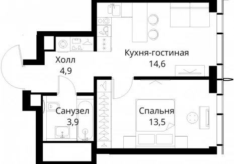 1-комнатная квартира - Волоколамское шоссе, 95/2 / ЖК Сити Бэй - фото 1