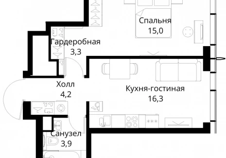 1-комнатная квартира - Волоколамское шоссе, 95/2 / ЖК Сити Бэй - фото 1