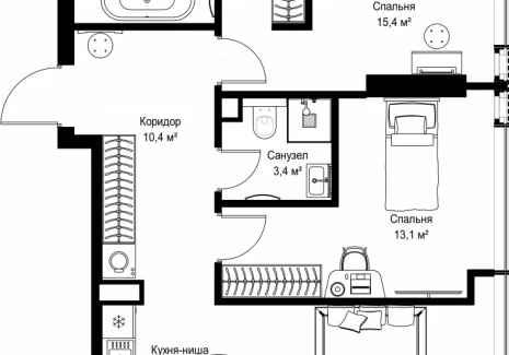 2-комнатная квартира - Ленинградский проспект, 8 / ЖК Слава - фото 1