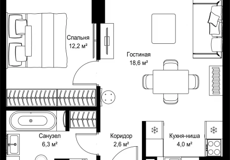 1-комнатная квартира - Ленинградский проспект, 8 / ЖК Слава - фото 1