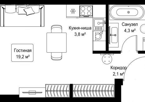 Квартира студия - Ленинградский проспект, 8 / ЖК Слава - фото 1