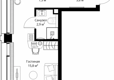 1-комнатная квартира - ул. Верейская, 29/32Д / ЖК СЕТ - фото 1