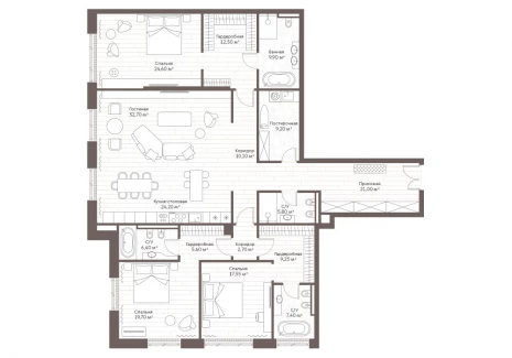 3-комнатная квартира - Староваганьковский пер., 17 / ЖК Кло 17 - фото 1