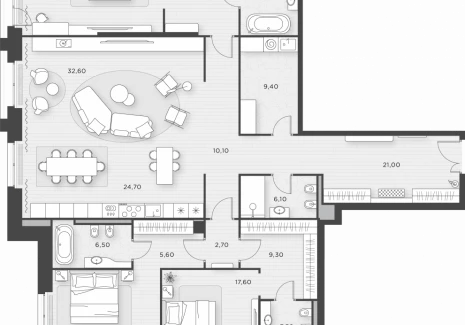 3-комнатная квартира - Староваганьковский пер., 17 / ЖК Кло 17 - фото 1