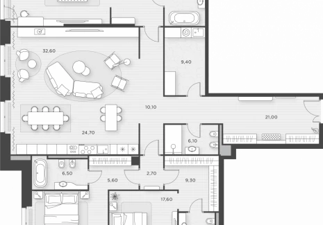 3-комнатная квартира - Староваганьковский пер., 17 / ЖК Кло 17 - фото 1
