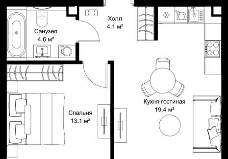 1-комнатная квартира - ул. Верейская, 29/32Д / ЖК СЕТ - фото 1