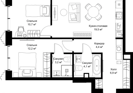 2-комнатная квартира - ул. Верейская, 29/32Д / ЖК СЕТ - фото 1