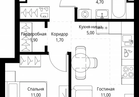 1-комнатная квартира - ул. Верейская, 29/32Д / ЖК СЕТ - фото 1