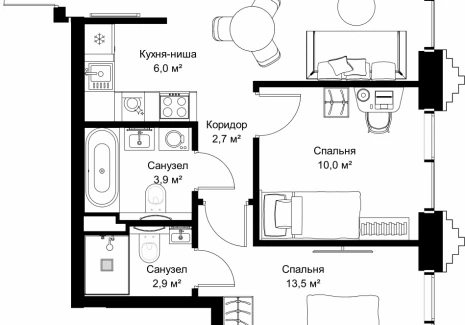 2-комнатная квартира - ул. Верейская, 29/32Д / ЖК СЕТ - фото 1