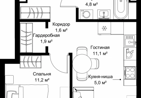 1-комнатная квартира - ул. Верейская, 29/32Д / ЖК СЕТ - фото 1
