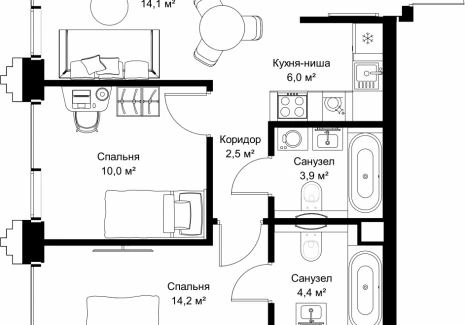 2-комнатная квартира - ул. Верейская, 29/32Д / ЖК СЕТ - фото 1