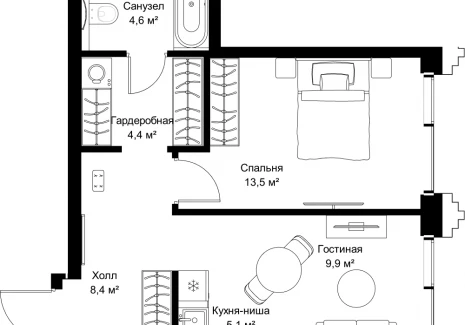 1-комнатная квартира - ул. Верейская, 29/32Д / ЖК СЕТ - фото 1