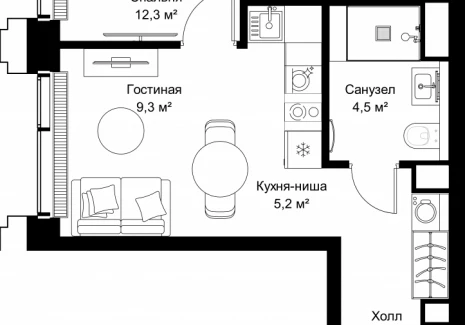 1-комнатная квартира - ул. Верейская, 29/32Д / ЖК СЕТ - фото 1