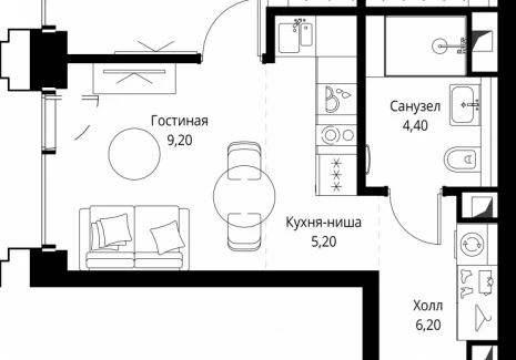 1-комнатная квартира - ул. Верейская, 29/32Д / ЖК СЕТ - фото 1