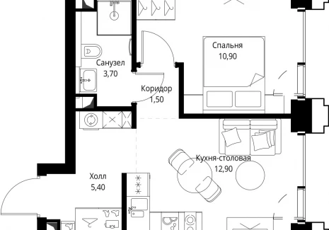 1-комнатная квартира - ул. Верейская, 29/32Д / ЖК СЕТ - фото 1