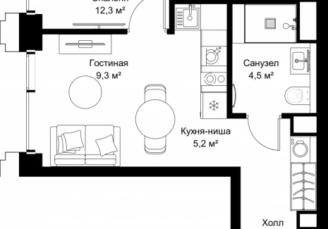 1-комнатная квартира - ул. Верейская, 29/32Д / ЖК СЕТ - фото 1