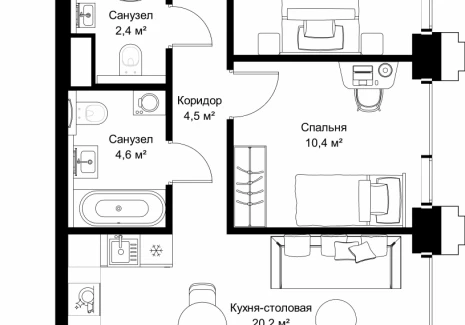 2-комнатная квартира - ул. Верейская, 29/32Д / ЖК СЕТ - фото 1
