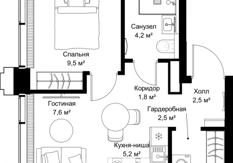 1-комнатная квартира - ул. Верейская, 29/32Д / ЖК СЕТ - фото 1