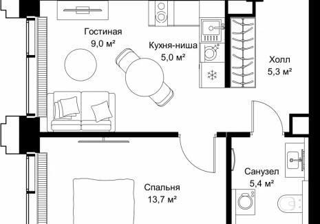 1-комнатная квартира - ул. Верейская, 29/32Д / ЖК СЕТ - фото 1
