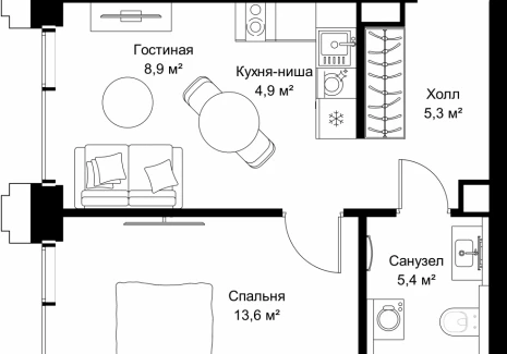 1-комнатная квартира - ул. Верейская, 29/32Д / ЖК СЕТ - фото 1