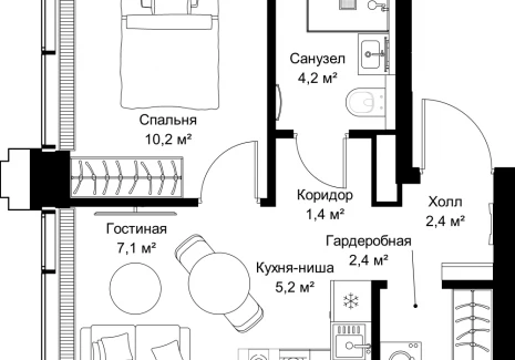 1-комнатная квартира - ул. Верейская, 29/32Д / ЖК СЕТ - фото 1