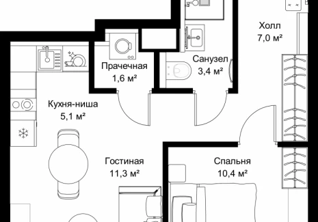 1-комнатная квартира - ул. Верейская, 29/32Д / ЖК СЕТ - фото 1