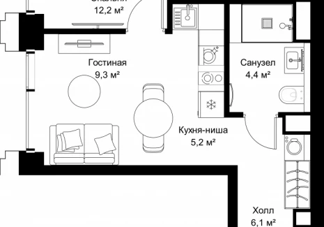 1-комнатная квартира - ул. Верейская, 29/32Д / ЖК СЕТ - фото 1