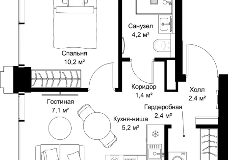 1-комнатная квартира - ул. Верейская, 29/32Д / ЖК СЕТ - фото 1