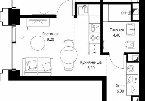 1-комнатная квартира - ул. Верейская, 29/32Д / ЖК СЕТ - фото 1