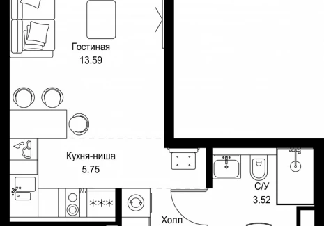 1-комнатная квартира - ул. Верейская, 29/32Д / ЖК СЕТ - фото 1