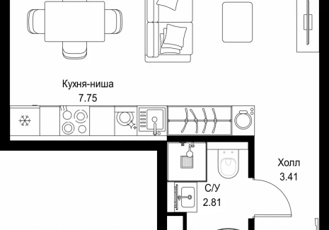 1-комнатная квартира - ул. Верейская, 29/32Д / ЖК СЕТ - фото 1