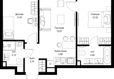 2-комнатная квартира - ул. Верейская, 29/32Д / ЖК СЕТ - фото 1