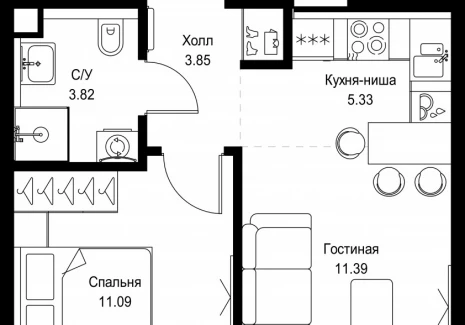 1-комнатная квартира - ул. Верейская, 29/32Д / ЖК СЕТ - фото 1