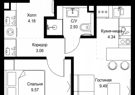1-комнатная квартира - ул. Верейская, 29/32Д / ЖК СЕТ - фото 1