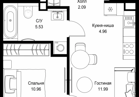 1-комнатная квартира - ул. Верейская, 29/32Д / ЖК СЕТ - фото 1