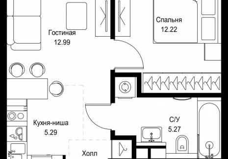 1-комнатная квартира - ул. Верейская, 29/32Д / ЖК СЕТ - фото 1